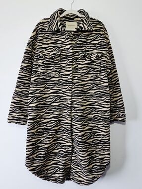 Soyaconcept Zebra Print Fleece Teddy Coat Size XL Animal Print Jacket